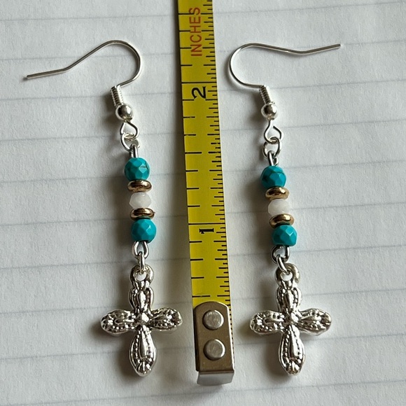 Handmade Cross Earrings - Picture 2 of 2